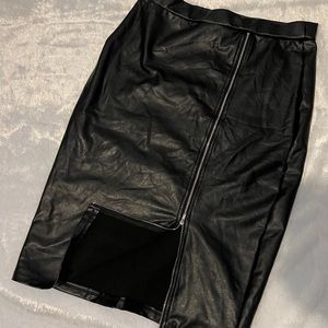 Black faux leather stretch skirt